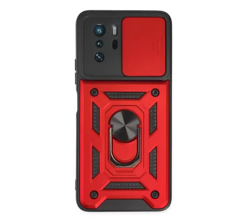 Xiaomi Poco X3 GT Kılıf Pars Lens Yüzüklü Silikon - Kırmızı