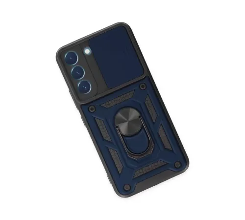 Samsung Galaxy S22 Kılıf Pars Lens Yüzüklü Silikon - Lacivert