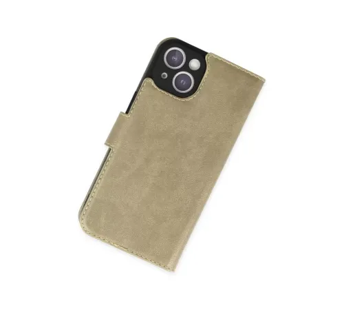Apple iPhone 14 Kılıf Trend S Plus Kapaklı Kılıf - Gold