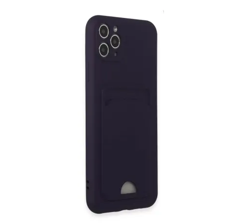 Apple iPhone 11 Pro Max Kılıf Kelvin Kartvizitli Silikon - Derin Mor