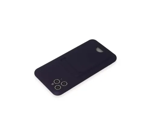 Apple iPhone 11 Pro Max Kılıf Kelvin Kartvizitli Silikon - Derin Mor