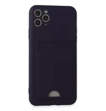 Apple iPhone 11 Pro Max Kılıf Kelvin Kartvizitli Silikon - Derin Mor