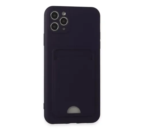 Apple iPhone 11 Pro Max Kılıf Kelvin Kartvizitli Silikon - Derin Mor
