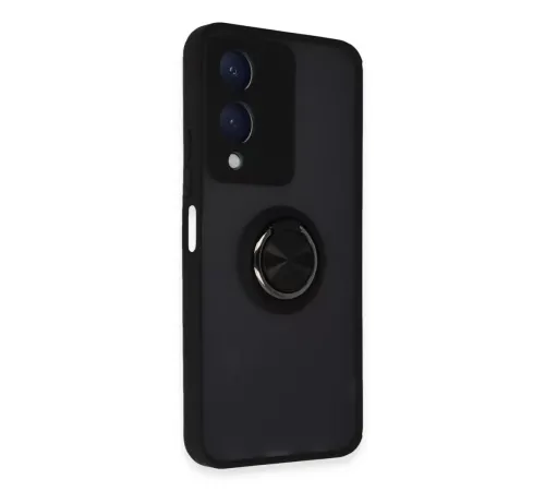 Vivo Y17S Kılıf Montreal Yüzüklü Silikon Kapak - Siyah