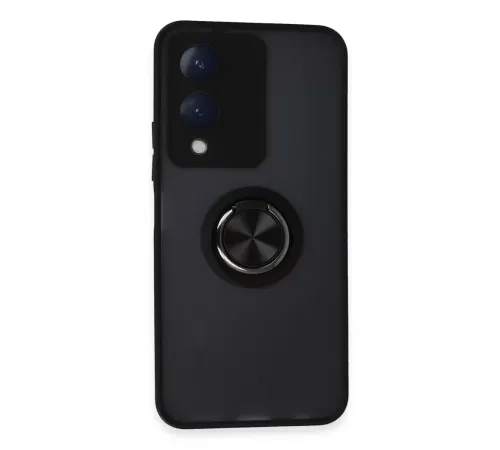 Vivo Y17S Kılıf Montreal Yüzüklü Silikon Kapak - Siyah