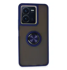 Vivo Y36 Kılıf Montreal Yüzüklü Silikon Kapak - Lacivert