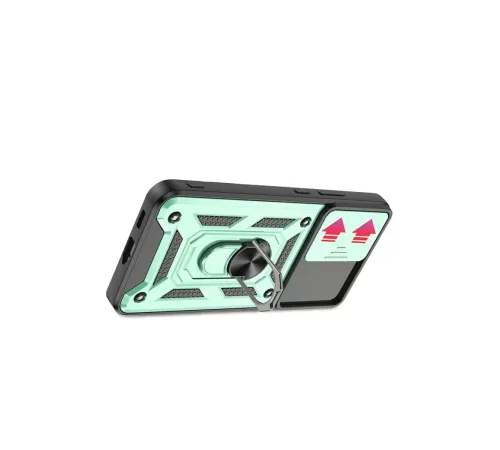 Samsung Galaxy S22 Kılıf Pars Lens Yüzüklü Silikon - Yeşil