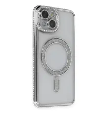 Apple iPhone 13 Kılıf Joke Simli Magneticsafe Kılıf - Gümüş