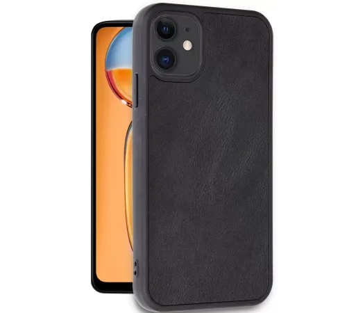 Apple iPhone 11 Kılıf Aras Deri Kapak - Siyah