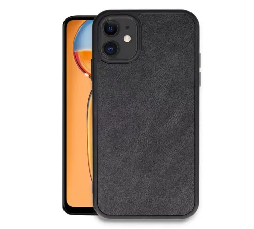 Apple iPhone 11 Kılıf Aras Deri Kapak - Siyah