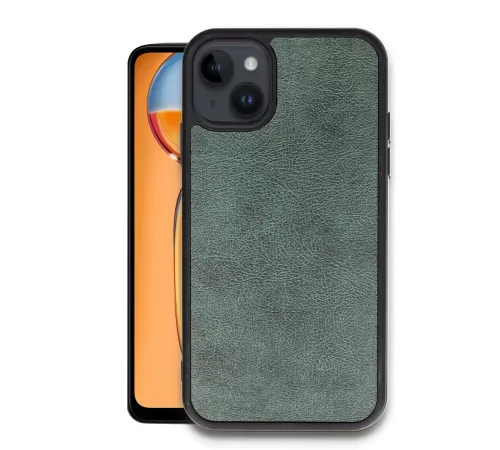 Apple iPhone 14 Kılıf Aras Deri Kapak - Koyu Yeşil