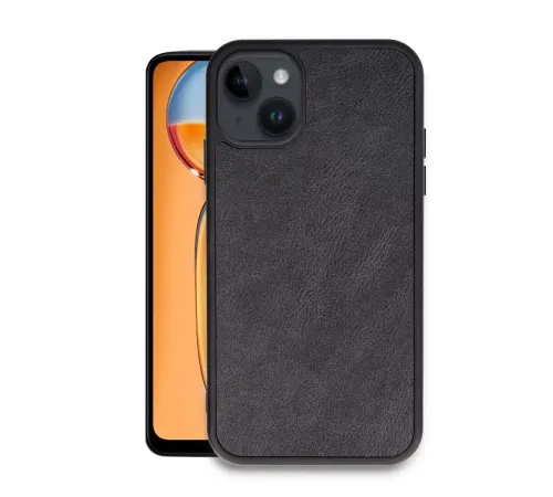 Apple iPhone 15 Kılıf Aras Deri Kapak - Siyah