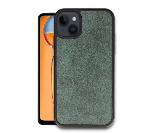 Apple iPhone 15 Kılıf Aras Deri Kapak - Koyu Yeşil