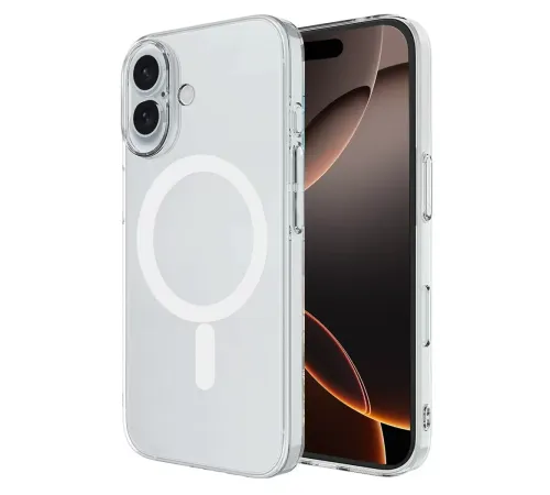 Apple iPhone 16 Kılıf Magneticsafe Şeffaf Silikon - Şeffaf