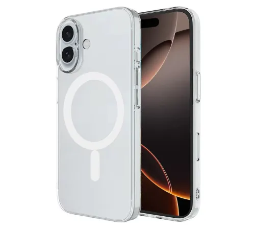 Apple iPhone 16 Kılıf Magneticsafe Şeffaf Silikon - Şeffaf