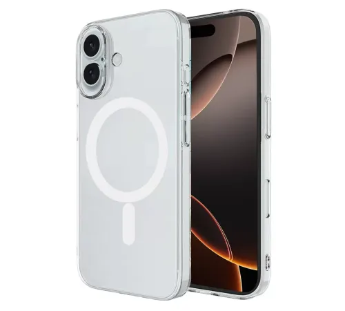 Apple iPhone 16 Kılıf Magneticsafe Şeffaf Silikon - Şeffaf