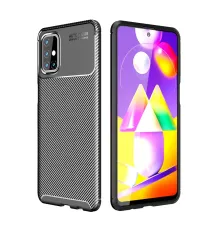 Samsung Galaxy M31S Kılıf Auto Focus Karbon Kapak - Siyah