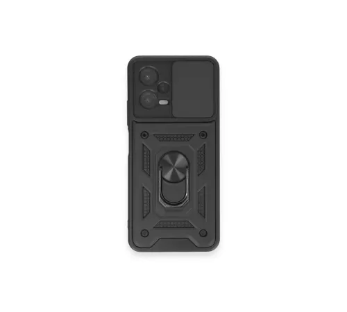 Redmi Note 12 4G Kılıf Pars Lens Yüzüklü Silikon - Siyah