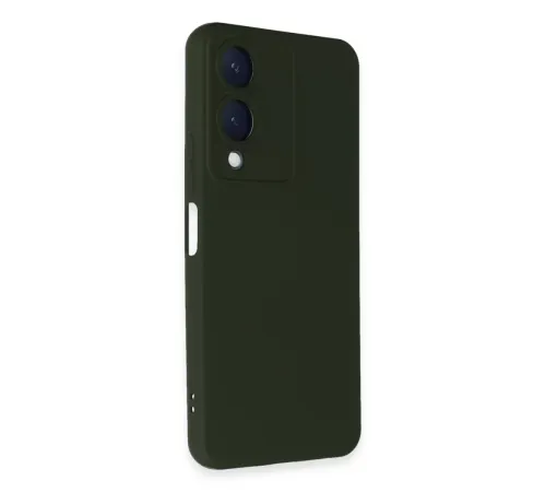 Vivo Y17S Kılıf Nano içi Kadife Silikon - Koyu Yeşil