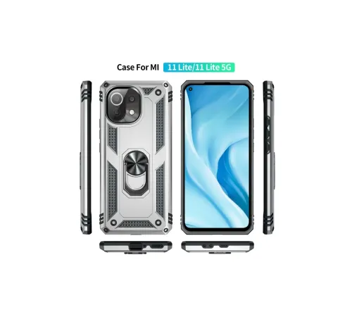 Xiaomi Mİ 11 Lite Kılıf Sofya Yüzüklü Silikon Kapak - Gümüş