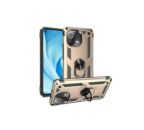 Xiaomi Mİ 11 Lite Kılıf Sofya Yüzüklü Silikon Kapak - Gold