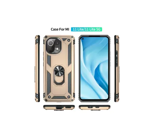 Xiaomi Mİ 11 Lite Kılıf Sofya Yüzüklü Silikon Kapak - Gold