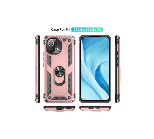 Xiaomi Mİ 11 Lite Kılıf Sofya Yüzüklü Silikon Kapak - Rose