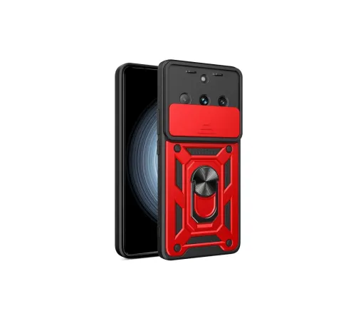 Realme 11 Pro Kılıf Pars Lens Yüzüklü Silikon - Kırmızı