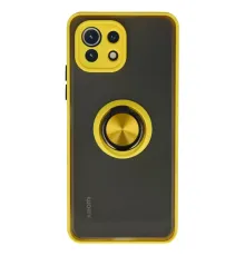 Xiaomi Mİ 11 Lite Kılıf Montreal Yüzüklü Silikon Kapak - Sarı