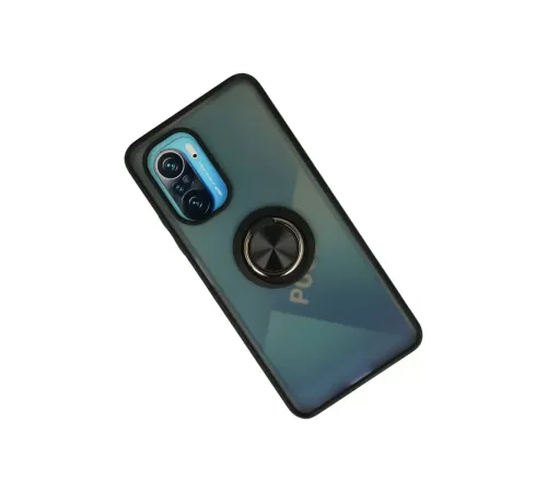 Xiaomi Redmi K40 Kılıf Montreal Yüzüklü Silikon Kapak - Siyah