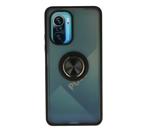 Xiaomi Redmi K40 Kılıf Montreal Yüzüklü Silikon Kapak - Siyah