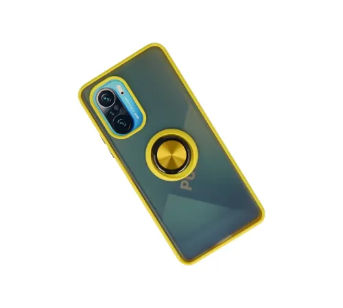 Xiaomi Redmi K40 Kılıf Montreal Yüzüklü Silikon Kapak - Sarı