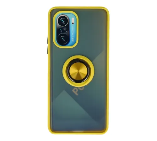Xiaomi Redmi K40 Kılıf Montreal Yüzüklü Silikon Kapak - Sarı