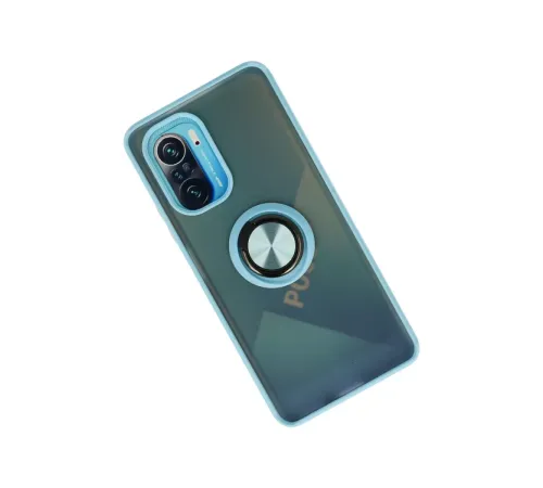 Xiaomi Redmi K40 Kılıf Montreal Yüzüklü Silikon Kapak - Buz Mavi