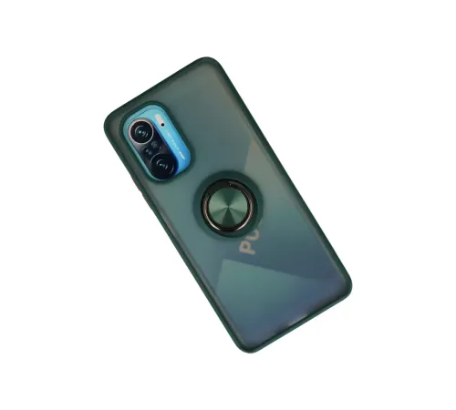 Xiaomi Redmi K40 Kılıf Montreal Yüzüklü Silikon Kapak - Yeşil