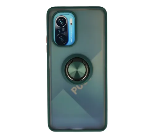 Xiaomi Redmi K40 Kılıf Montreal Yüzüklü Silikon Kapak - Yeşil
