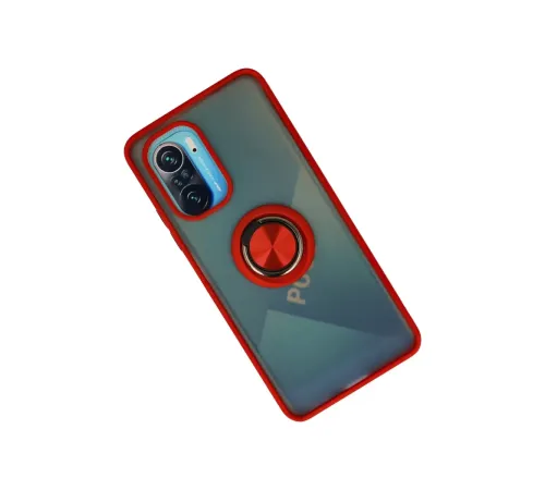 Xiaomi Redmi K40 Kılıf Montreal Yüzüklü Silikon Kapak - Kırmızı
