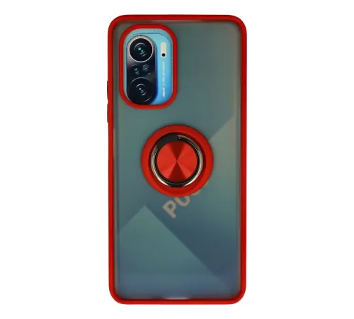 Xiaomi Redmi K40 Kılıf Montreal Yüzüklü Silikon Kapak - Kırmızı