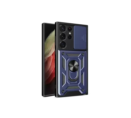 Samsung Galaxy S23 Ultra Kılıf Pars Lens Yüzüklü Silikon - Lacivert