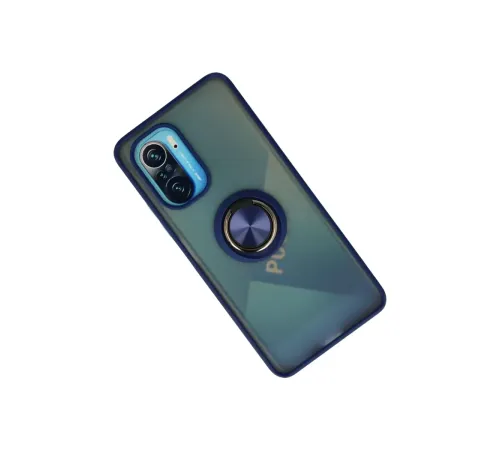 Xiaomi Redmi K40 Kılıf Montreal Yüzüklü Silikon Kapak - Lacivert