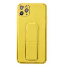 Apple iPhone 11 Pro Max Kılıf Coco Deri Standlı Kapak - Sarı