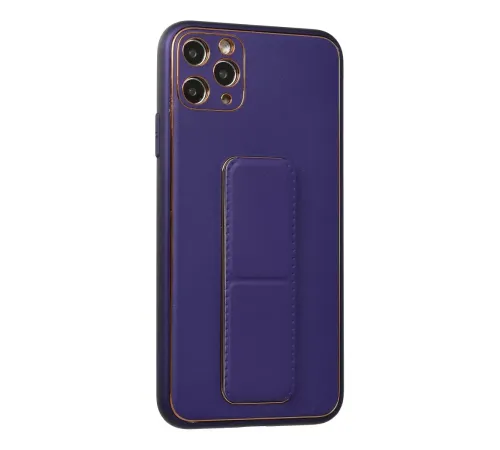 Apple iPhone 11 Pro Max Kılıf Coco Deri Standlı Kapak - Mor