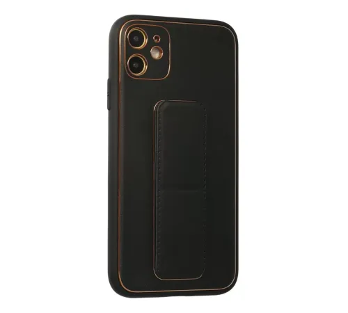 Apple iPhone 12 Kılıf Coco Deri Standlı Kapak - Siyah