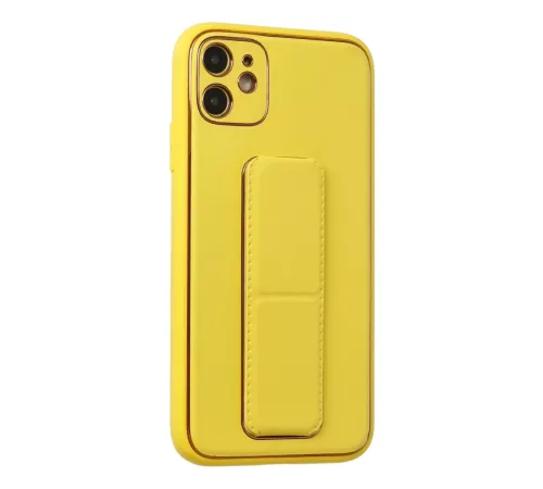 Apple iPhone 12 Kılıf Coco Deri Standlı Kapak - Sarı