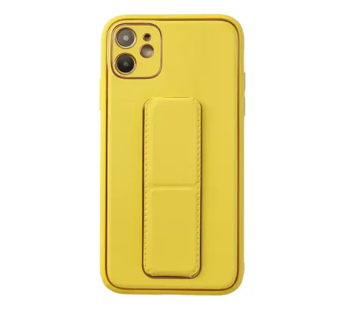 Apple iPhone 12 Kılıf Coco Deri Standlı Kapak - Sarı