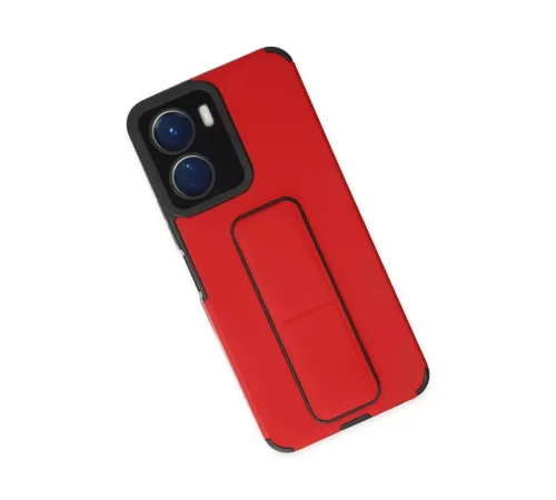 Vivo Y16 Kılıf Mega Standlı Silikon - Kırmızı