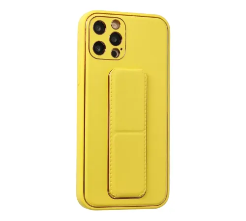 Apple iPhone 12 Pro Kılıf Coco Deri Standlı Kapak - Sarı