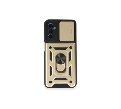 Samsung Galaxy M14 5G Kılıf Pars Lens Yüzüklü Silikon - Gold
