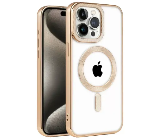 Apple iPhone 14 Pro Kılıf Kronos Magsafe Kapak - Gold