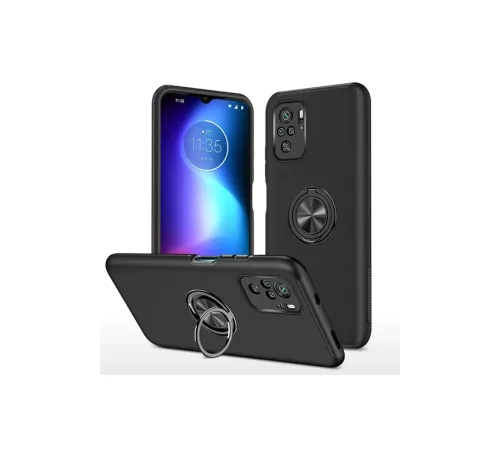 Xiaomi Poco F3 Kılıf Elit Yüzüklü Kapak - Siyah